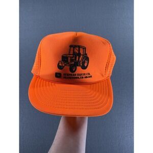 VTG Stephen Equip Co Tractor Hat Snap Back‎ John Deer Neon Orange Mesh Trucker